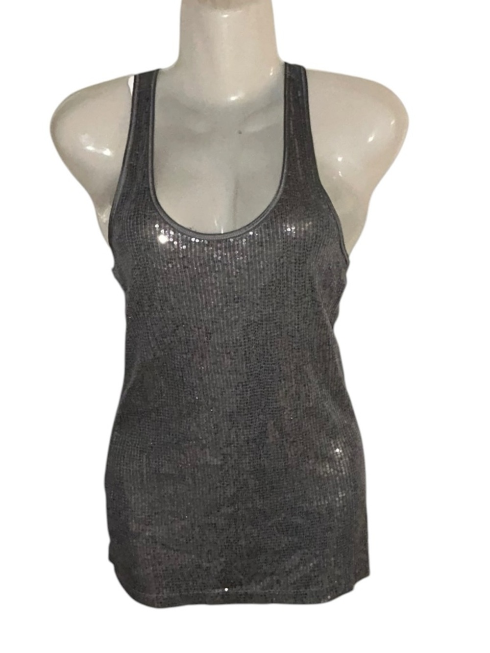 Express Silver Metallic Racerback Tank Top